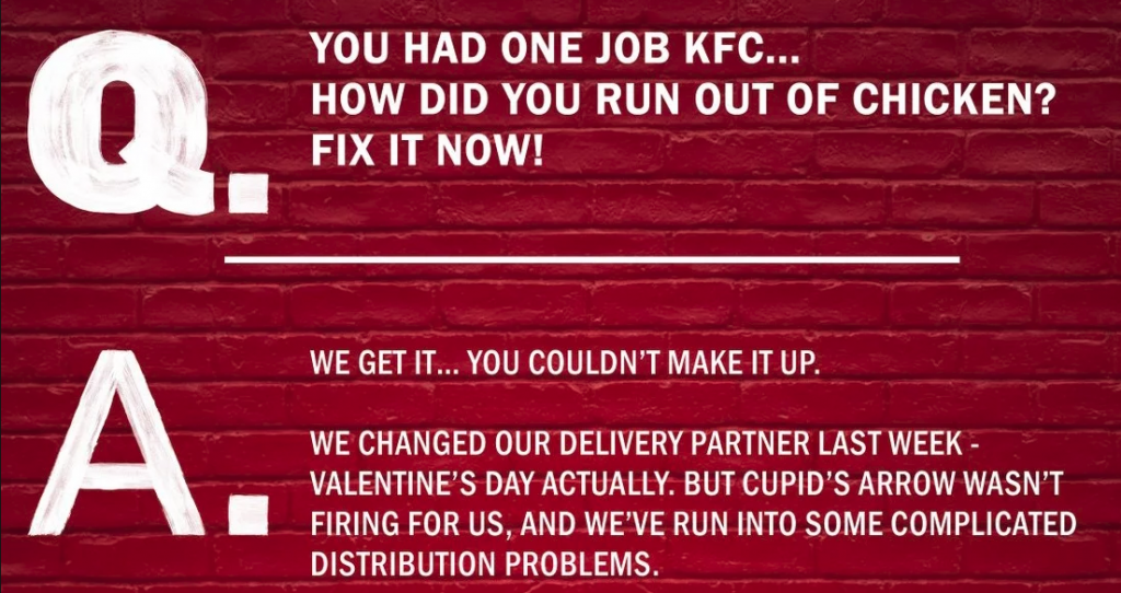 KFC Chicken crisis FAQ "You had one job"