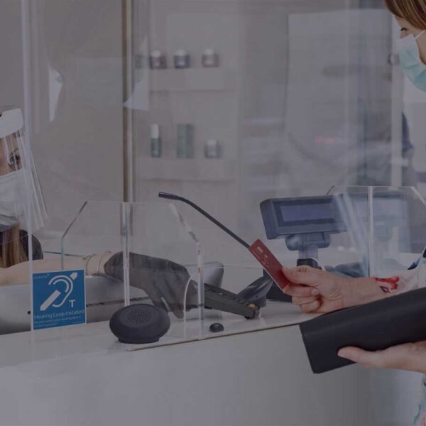 Contacta hearing loop being used at doctors reception