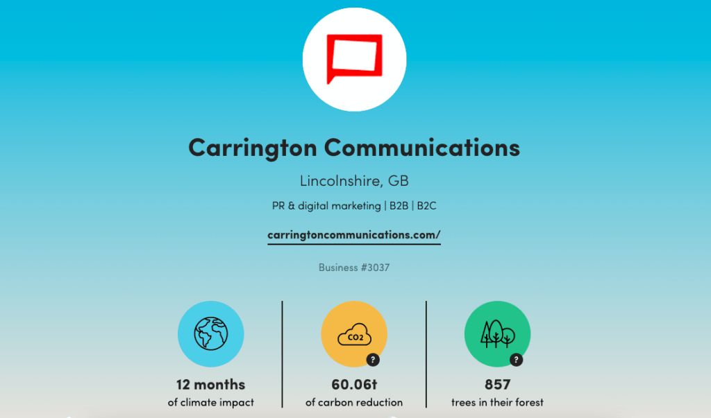 Carrington communications climate positive 12 month status