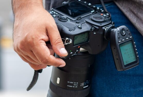Professional photographer with camera