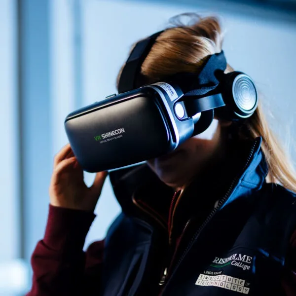 Girl wearing VR headset
