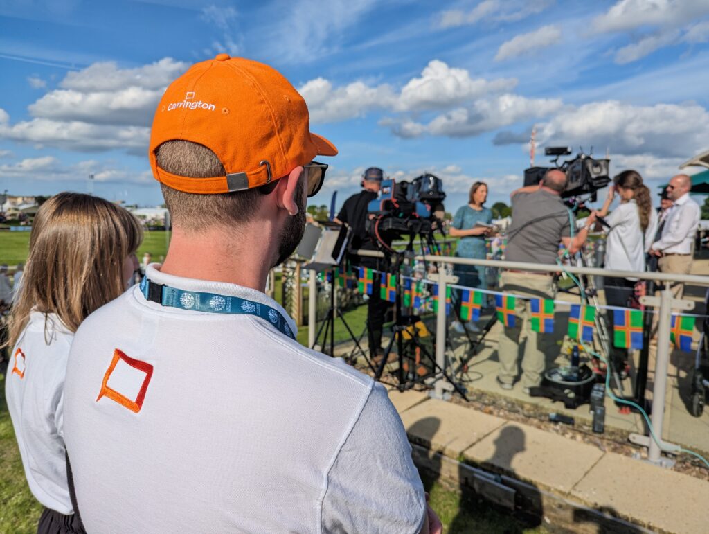 Members of the carrington team managing the press area at Lincolnshire show