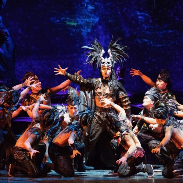 Acrobatic performers on a stage