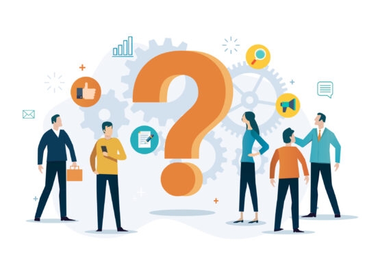 illustration of people asking questions