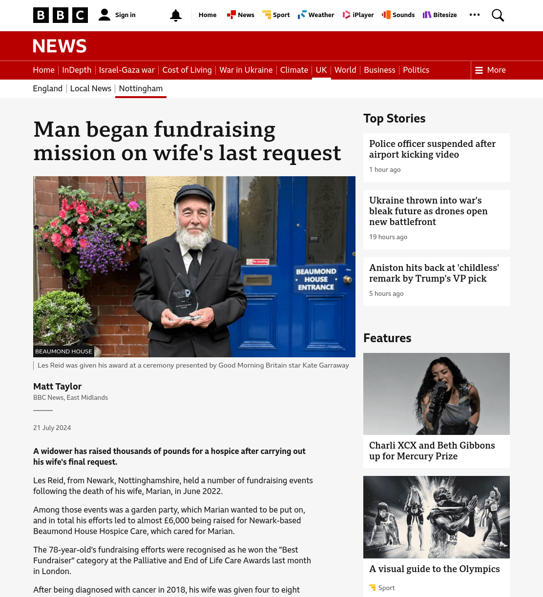 BBC News clipping from online article