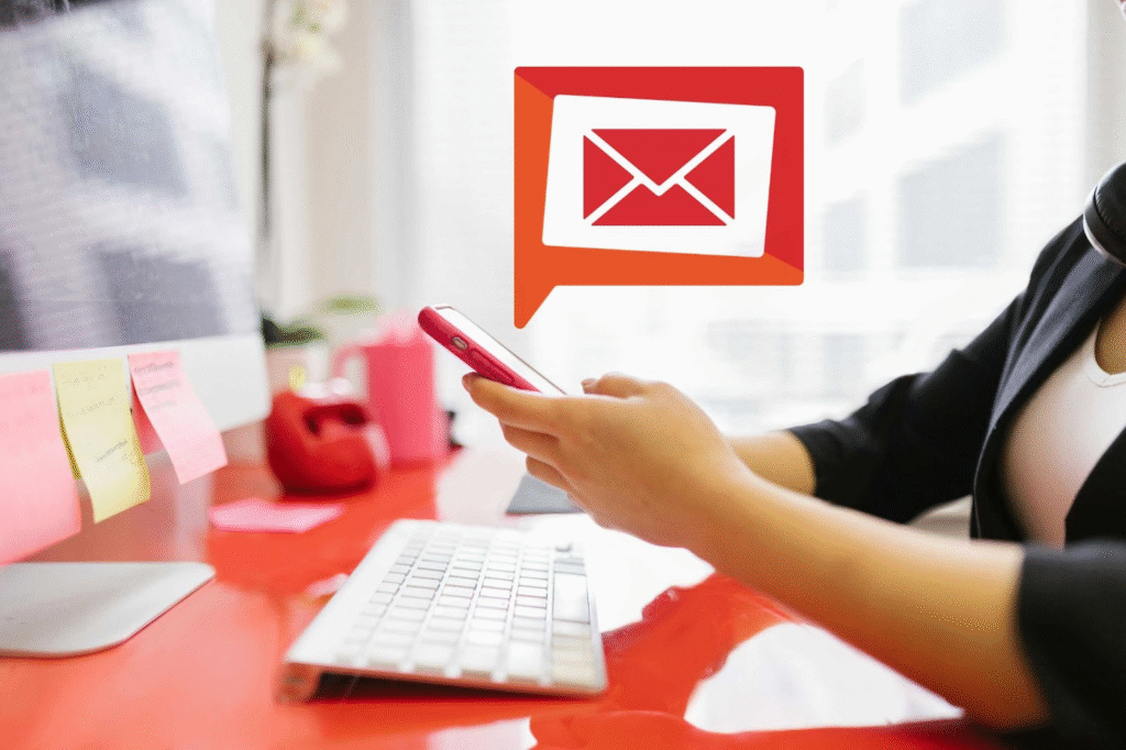Email marketing - Carrington logo appears, bearing an email icon over a smartphone. Original image by Photo by RDNE Stock project